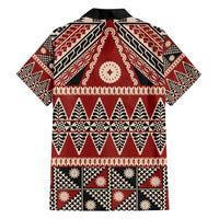 Vintage Bula Fiji Family Matching Off Shoulder Maxi Dress and Hawaiian Shirt Red Tapa Masi Motif LT9 - Polynesian Pride
