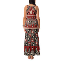 Vintage Bula Fiji Family Matching Tank Maxi Dress and Hawaiian Shirt Red Tapa Masi Motif LT9 - Polynesian Pride