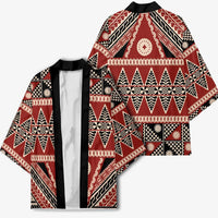 Vintage Bula Fiji Kimono Red Tapa Masi Motif LT9 - Polynesian Pride