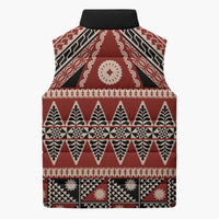 Vintage Bula Fiji Sleeveless Puffer Jacket Red Tapa Masi Motif - Polynesian Pride