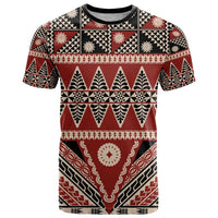 Vintage Bula Fiji T Shirt Red Tapa Masi Motif LT9 Red - Polynesian Pride