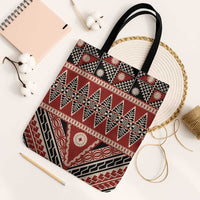 Vintage Bula Fiji Tote Bag Red Tapa Masi Motif - Polynesian Pride