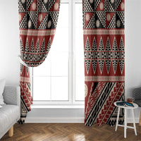 Vintage Bula Fiji Window Curtain Red Tapa Masi Motif