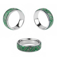 Vintage Bula Fiji Classic Ring Green Tapa Motif Fijian Tribal Masi - Polynesian Pride