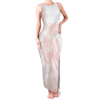 Polynesian Tribal Plumeria Lotu Tamaiti Family Matching Tank Maxi Dress and Hawaiian Shirt Pastel Blush LT9 Mom's Dress Blush - Polynesian Pride