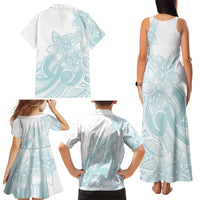 Polynesian Tribal Plumeria Lotu Tamaiti Family Matching Tank Maxi Dress and Hawaiian Shirt Pastel Cyan LT9 - Polynesian Pride