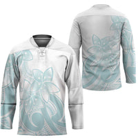 Polynesian Tribal Plumeria Lotu Tamaiti Hockey Jersey Pastel Cyan - Polynesian Pride
