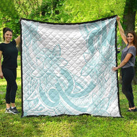 Polynesian Tribal Plumeria Lotu Tamaiti Quilt Pastel Cyan - Polynesian Pride