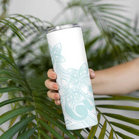 Polynesian Tribal Plumeria Lotu Tamaiti Skinny Tumbler Pastel Cyan LT9 - Polynesian Pride