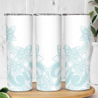 Polynesian Tribal Plumeria Lotu Tamaiti Skinny Tumbler Pastel Cyan LT9 - Polynesian Pride
