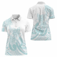 Polynesian Tribal Plumeria Lotu Tamaiti Women Polo Shirt Pastel Cyan LT9 - Polynesian Pride