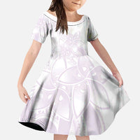 Polynesian Tribal Plumeria Lotu Tamaiti Family Matching Mermaid Dress and Hawaiian Shirt Pastel Mauve LT9 Daughter's Dress Mauve - Polynesian Pride