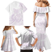 Polynesian Tribal Plumeria Lotu Tamaiti Family Matching Mermaid Dress and Hawaiian Shirt Pastel Mauve LT9 - Polynesian Pride