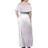 Polynesian Tribal Plumeria Lotu Tamaiti Family Matching Off Shoulder Maxi Dress and Hawaiian Shirt Pastel Mauve LT9 - Polynesian Pride