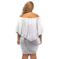Polynesian Tribal Plumeria Lotu Tamaiti Family Matching Off Shoulder Short Dress and Hawaiian Shirt Pastel Mauve LT9 - Polynesian Pride