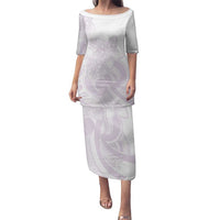 Polynesian Tribal Plumeria Lotu Tamaiti Family Matching Puletasi and Hawaiian Shirt Pastel Mauve LT9 Mom's Dress Mauve - Polynesian Pride