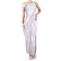 Polynesian Tribal Plumeria Lotu Tamaiti Family Matching Tank Maxi Dress and Hawaiian Shirt Pastel Mauve LT9 Mom's Dress Mauve - Polynesian Pride