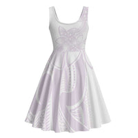 Polynesian Tribal Plumeria Lotu Tamaiti Midi Dress Pastel Mauve - Polynesian Pride