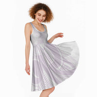 Polynesian Tribal Plumeria Lotu Tamaiti Midi Dress Pastel Mauve - Polynesian Pride
