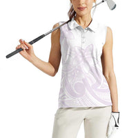 Polynesian Tribal Plumeria Lotu Tamaiti Women Sleeveless Polo Shirt Pastel Mauve LT9 - Polynesian Pride