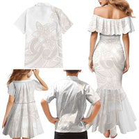 Polynesian Tribal Plumeria Lotu Tamaiti Family Matching Mermaid Dress and Hawaiian Shirt Pastel Nude LT9 - Polynesian Pride