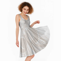 Polynesian Tribal Plumeria Lotu Tamaiti Midi Dress Pastel Nude - Polynesian Pride