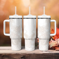 Polynesian Tribal Plumeria Lotu Tamaiti Tumbler With Handle Pastel Nude - Polynesian Pride