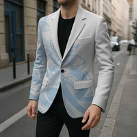 Polynesian Tribal Plumeria Lotu Tamaiti Blazer Pastel Sky Blue - Polynesian Pride