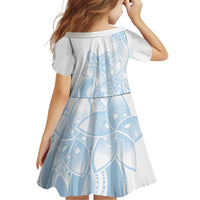 Polynesian Tribal Plumeria Lotu Tamaiti Family Matching Off Shoulder Maxi Dress and Hawaiian Shirt Pastel Sky Blue LT9 - Polynesian Pride