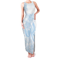 Polynesian Tribal Plumeria Lotu Tamaiti Family Matching Tank Maxi Dress and Hawaiian Shirt Pastel Sky Blue LT9 Mom's Dress Blue - Polynesian Pride