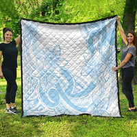 Polynesian Tribal Plumeria Lotu Tamaiti Quilt Pastel Sky Blue - Polynesian Pride