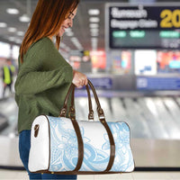 Polynesian Tribal Plumeria Lotu Tamaiti Travel Bag Pastel Sky Blue - Polynesian Pride