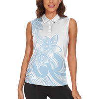 Polynesian Tribal Plumeria Lotu Tamaiti Women Sleeveless Polo Shirt Pastel Sky Blue LT9 - Polynesian Pride