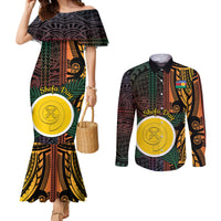 Personalised Shefa Day Couples Matching Mermaid Dress and Long Sleeve Button Shirt Happy June 18 Vanuatu Province