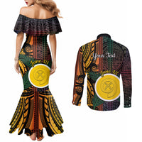 Personalised Shefa Day Couples Matching Mermaid Dress and Long Sleeve Button Shirt Happy June 18 Vanuatu Province