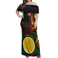 Personalised Shefa Day Off Shoulder Maxi Dress Happy June 18 Vanuatu Province