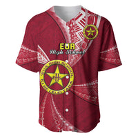 Personalised Tonga Eua High School Baseball Jersey Tongan Ngatu Pattern LT14 Maroon - Polynesian Pride