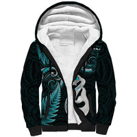 Personalised New Zealand Sherpa Hoodie Aotearoa Silver Fern With Manaia Maori Unique Turquoise LT14 Unisex Turquoise - Polynesian Pride