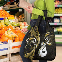 Gold New Zealand Grocery Bag Aotearoa Silver Fern With Manaia Maori