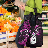 Pink New Zealand Grocery Bag Aotearoa Silver Fern With Manaia Maori