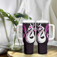 New Zealand Tumbler With Handle Aotearoa Silver Fern With Manaia Maori Unique Pink