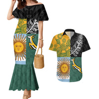 Personalised Rugby 2025 Championship Couples Matching Mermaid Dress and Hawaiian Shirt Combination of Southern Hemisphere Countries LT14 Black - Polynesian Pride