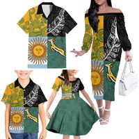 Personalised Rugby 2025 Championship Family Matching Off The Shoulder Long Sleeve Dress and Hawaiian Shirt Combination of Southern Hemisphere Countries LT14 - Polynesian Pride