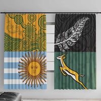 Rugby 2025 Championship Window Curtain Combination of Southern Hemisphere Countries LT14 With Hooks Black - Polynesian Pride