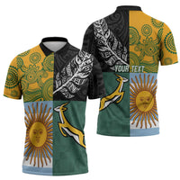 Personalised Rugby 2025 Championship Zipper Polo Shirt Combination of Southern Hemisphere Countries - Polynesian Pride