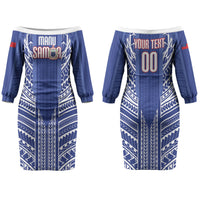 Custom Manu Samoa Rugby 2026 Couples Matching Off The Shoulder Long Sleeve Dress and Long Sleeve Button Shirt Samoan Pattern