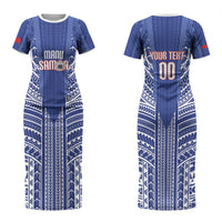 Custom Manu Samoa Rugby 2026 Couples Matching Short Sleeve Bodycon Dress and Hawaiian Shirt Samoan Pattern LT14 - Polynesian Pride