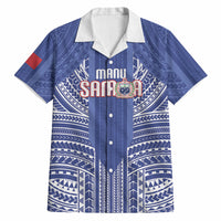 Custom Manu Samoa Rugby 2026 Hawaiian Shirt Samoan Pattern LT14 Blue - Polynesian Pride