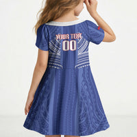 Custom Manu Samoa Rugby 2026 Kid Short Sleeve Dress Samoan Pattern LT14 - Polynesian Pride
