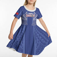Custom Manu Samoa Rugby 2026 Kid Short Sleeve Dress Samoan Pattern LT14 - Polynesian Pride